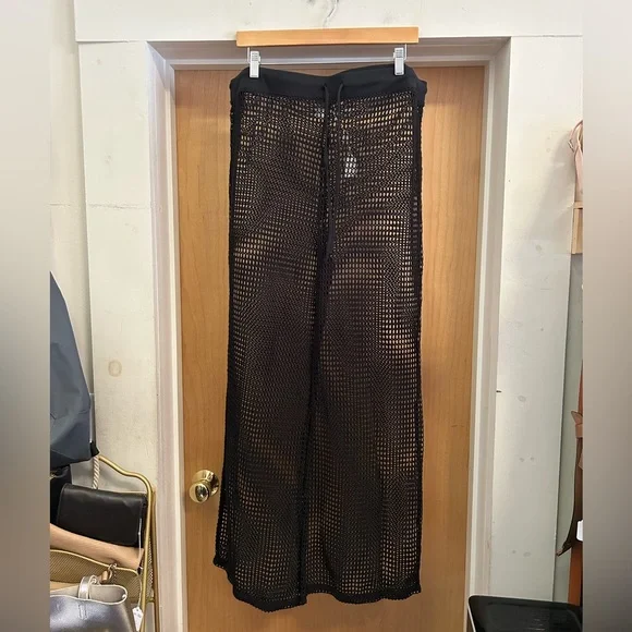 Shade & Shore Crochet Black Beach Pool Cruise Cover Up Pants - size XL -MSRP $28 - Picture 2 of 4